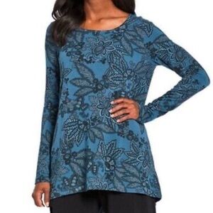 Bryn Walker Gabo Jersey Tunic Joist Teal Blue Paisley